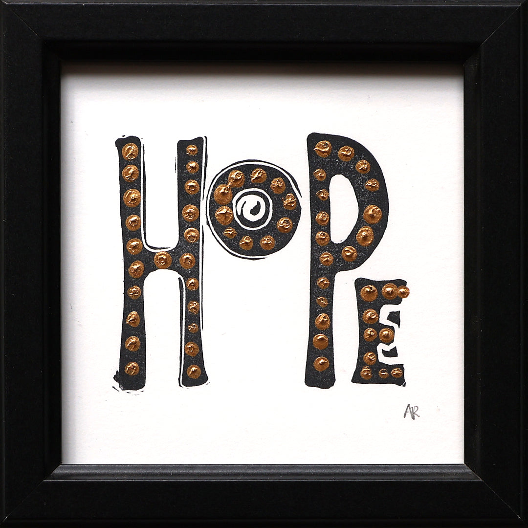 Hopeful Black & Gold Block Print