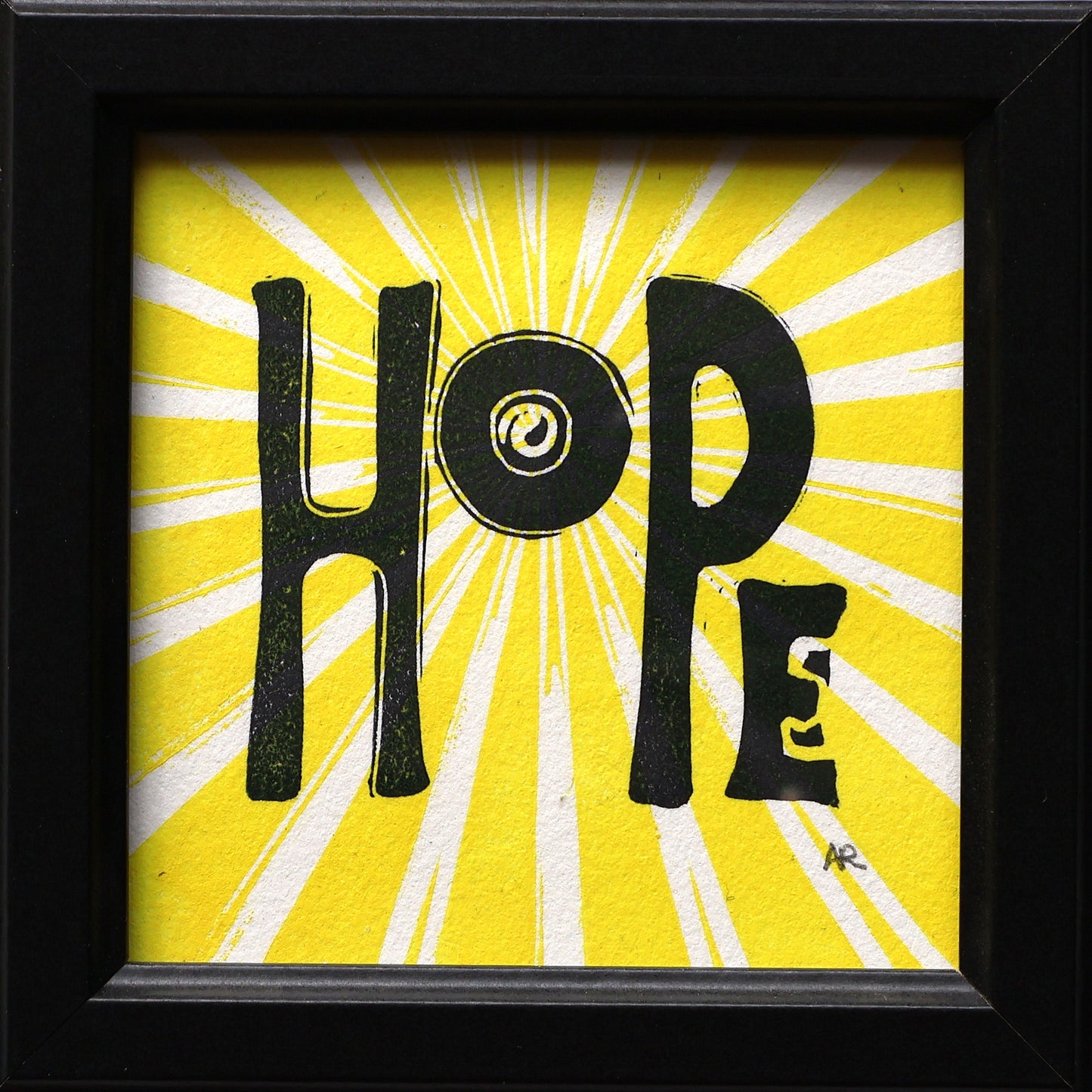 Hopeful Yellow Sunburst Block Print