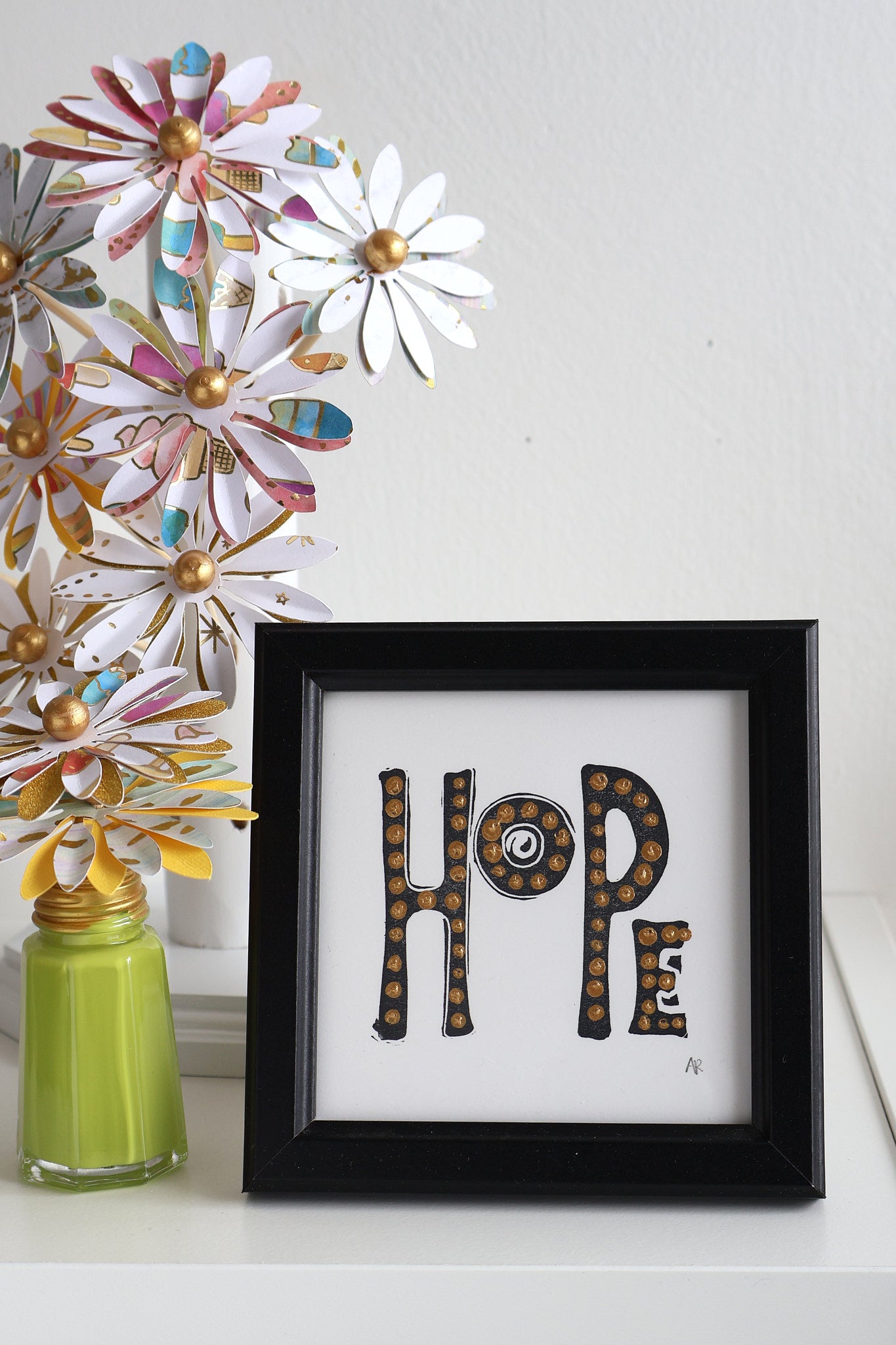 Hopeful Black & Gold Block Print
